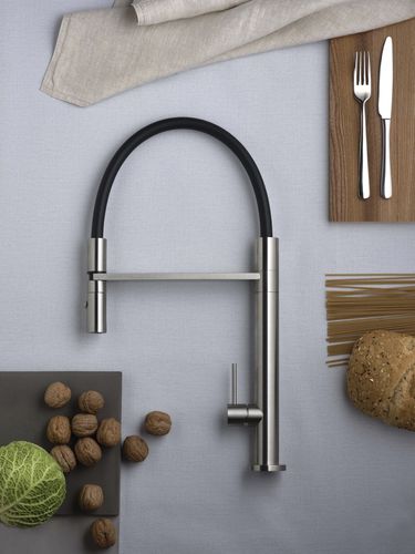 Washbasin mixer tap - E0CU200INOX - Ritmonio Rubinetterie Srl - countertop / stainless steel / kitchen