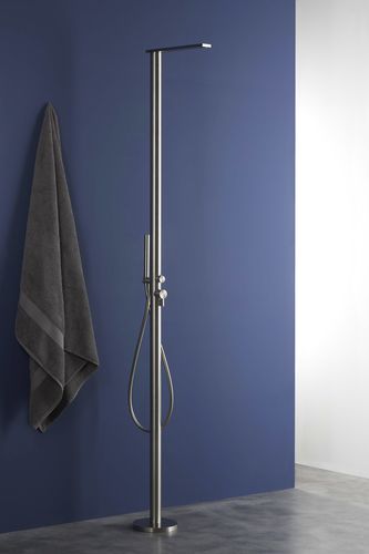 Floor-mounted shower set - PR50DJ201INOX - Ritmonio Rubinetterie Srl - contemporary / with hand shower / with fixed-column shower head