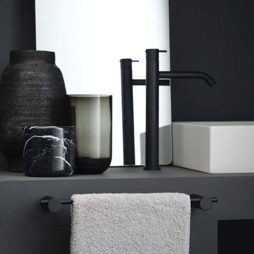 1-bar towel rack - 7L0002C04 - Ritmonio Rubinetterie Srl - wall-mounted / chrome-plated brass / black