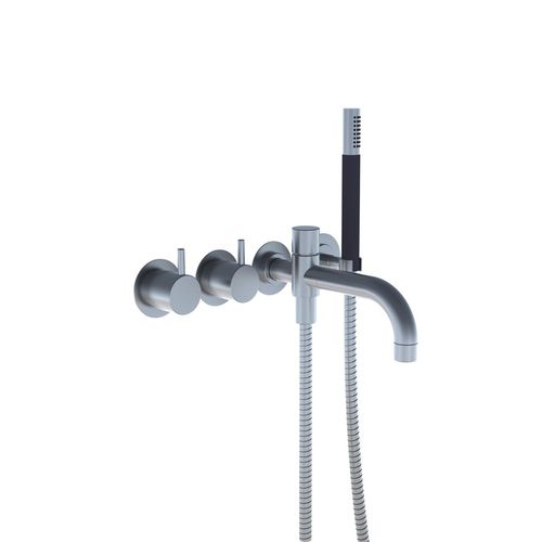 Double-handle bathtub mixer tap - 641DT8 series - VOLA - built-in / stainless steel / bathroom