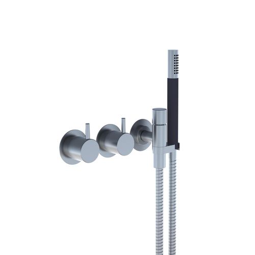 Double-handle shower mixer tap - 671R series - VOLA - built-in / stainless steel / bathroom