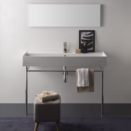 Wall-mounted washbasin - 5107/R-120A - Scarabeo Ceramiche - ceramic / with towel rack / rectangular