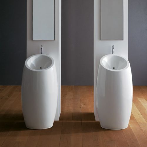 Floor-standing washbasin - Planet - Scarabeo Ceramiche - ceramic / circular / 1-hole
