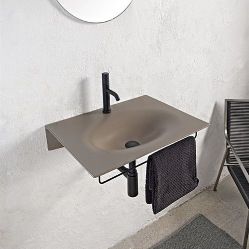 Wall-mounted washbasin - 6102 - Scarabeo Ceramiche - ceramic / with towel rack / rectangular