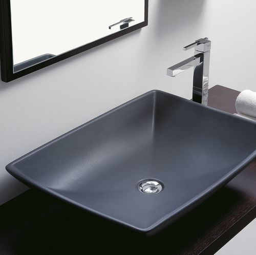 Countertop washbasin - LAVA - Scarabeo Ceramiche - ceramic / rectangular / without hole