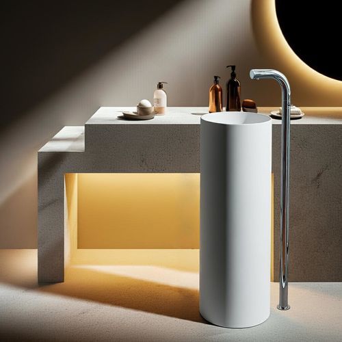 Washbasin mixer tap - D38 - SUPERGRIF - floor-mounted / thermostatic / chrome-plated brass