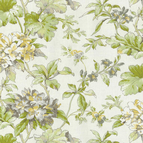 Upholstery fabric - FAWN HILL PLATINUM - WAVERLY Div. of Schumacher & Co. - floral pattern / cotton