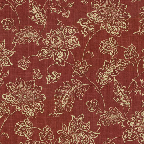 Upholstery fabric - EVERARD DAMASK RUBY - WAVERLY Div. of Schumacher & Co. - floral pattern / linen