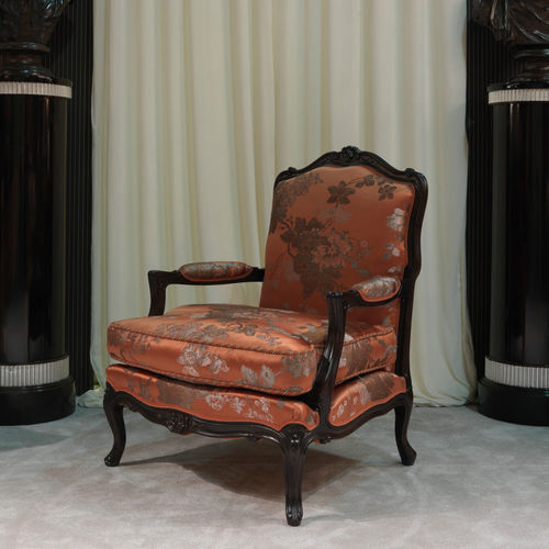 Louis XV style armchair - ZANABONI - fabric / leather / solid wood