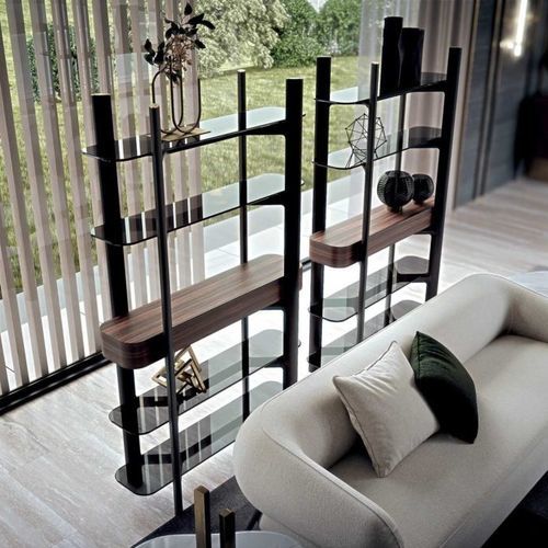 Contemporary shelf - MINERVA - ZANABONI - ash / smoked glass / Made in Italy