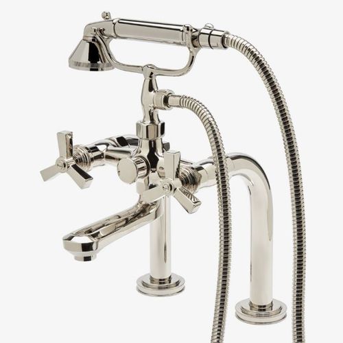 Double-handle bathtub mixer tap - AEXT40 - Waterworks - deck mounted / chromed metal / brass