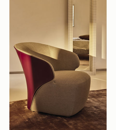 Contemporary armchair - AROM - Zanotta - leather / fabric / steel