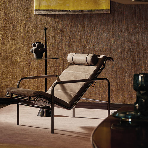 Contemporary armchair - GENNI - Zanotta - leather / steel / chrome steel