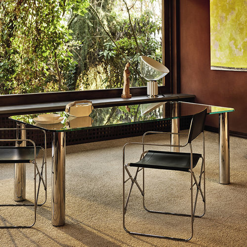 Contemporary table - MARCUSO - Zanotta - glass / steel base / rectangular
