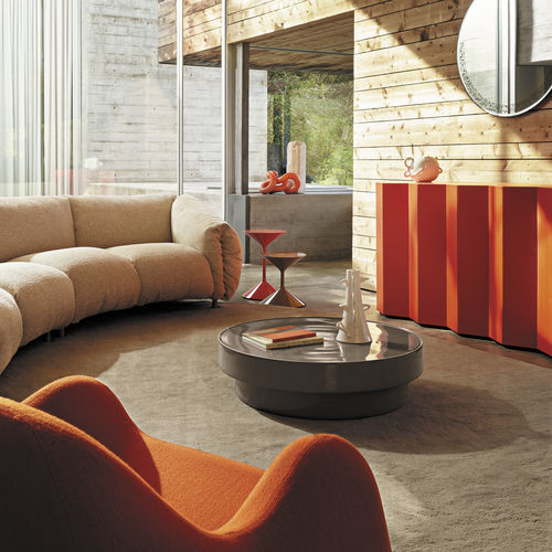 Contemporary coffee table - TA.BA.CE. - Zanotta - enameled sandstone / porcelain stoneware base / round