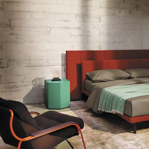 Contemporary bedside table - Z24  - Zanotta - lacquered MDF / tempered glass / lacquered MDF base
