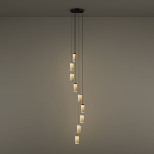 Pendant lamp - CIRIO CASCADA - Santa & Cole - polished brass / opalescent glass / porcelain