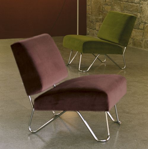 Contemporary fireside chair - IBIZA - Santa & Cole - fabric / chrome steel / customizable