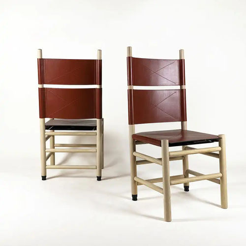 Contemporary chair Kentucky Bernini leather / wooden base