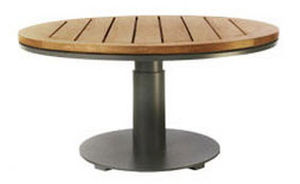 Contemporary table - PENINSULA - SUTHERLAND - teak / round / garden