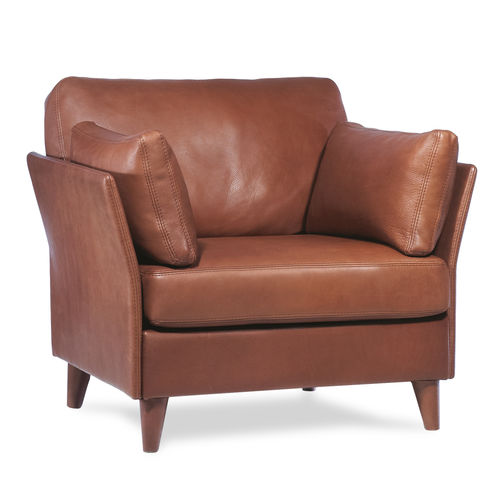 Traditional armchair - RIVOLI - Neology - leather / fabric / brown