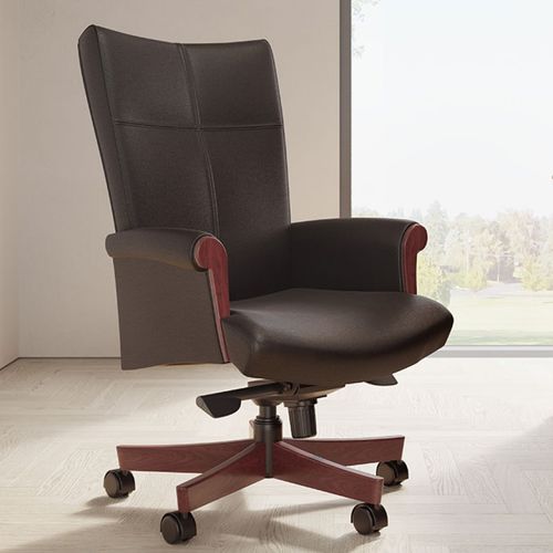 Classic executive chair - BELLINO  - ofs - leather / wooden / reclining