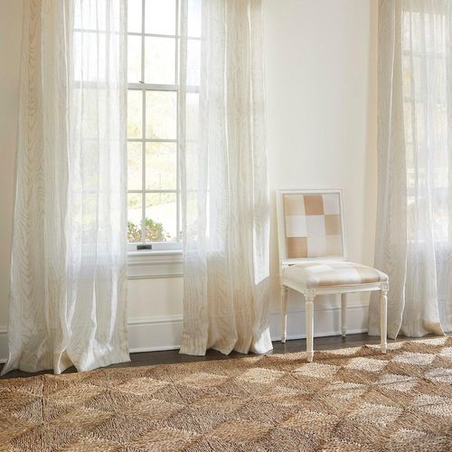 Patterned sheer curtain fabric - FAUX BOIS - F. SCHUMACHER & CO. - linen / transparent / home