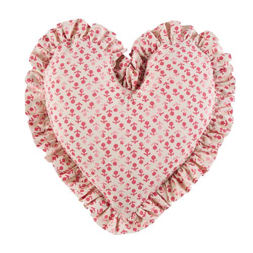 Cotton pillow - JACARANDA : BEATRIZ HANDPRINT HEART - F. SCHUMACHER & CO. - other shapes / home