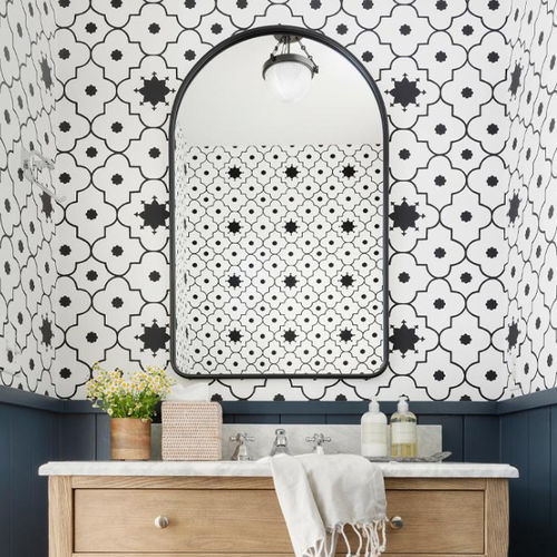 Traditional wallpaper - TAJ TRELLIS - F. SCHUMACHER & CO. - fabric / geometric pattern / fabric look