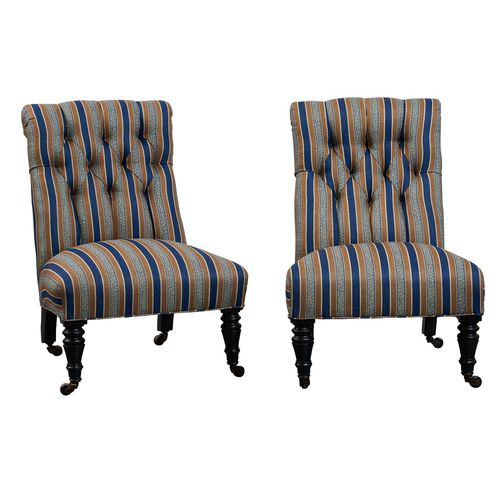 Traditional chair - PAIR OF SLIPPER   - F. SCHUMACHER & CO. - outdoor / fabric / wooden base