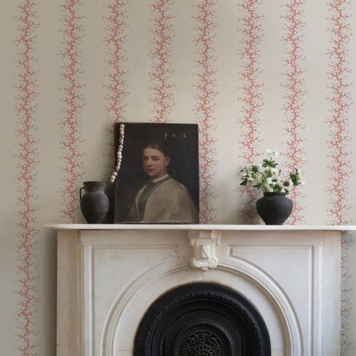 Contemporary wallpaper - CORAL STRIPE   - F. SCHUMACHER & CO. - nonwoven fabric / nature pattern / striped
