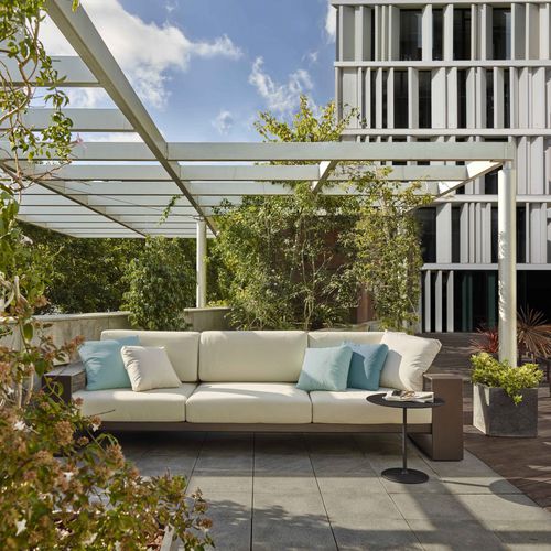 Contemporary sofa - LANDSCAPE ALU - Andreu World - outdoor / fabric / brown