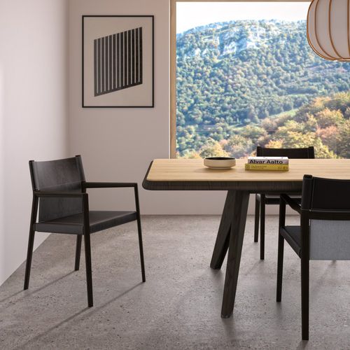 Contemporary visitor chair - CASTA - Andreu World - leather / ash / wood