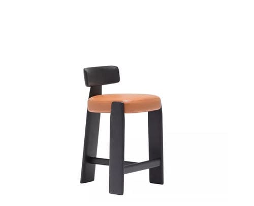 Contemporary stool - ORU - Andreu World - leather / fabric / solid