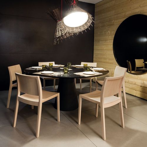 Contemporary visitor chair - DUOS  - Andreu World - indoor / fabric / wooden base