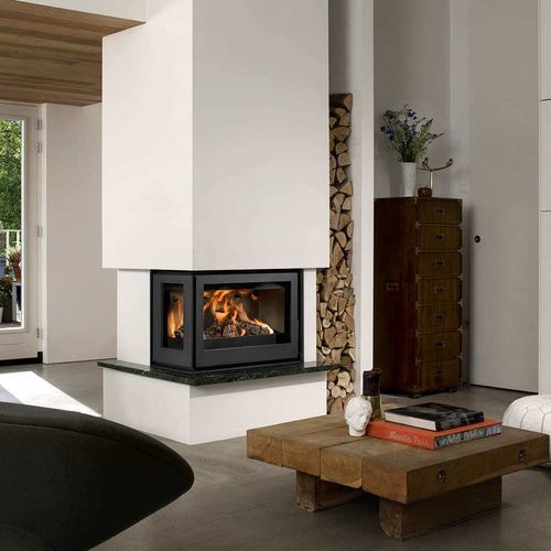 Corner fireplace insert - UNILUX-6 265 L+R - Barbas - wood-burning / steel / natural convection
