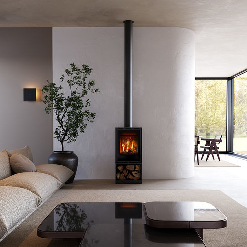 Wood heating stove - BOX 25 55 - Barbas - 8 kW / multi-fuel / free-standing
