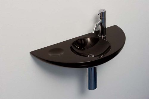 Wall-mounted washbasin - HANDSTONE - Rapsel International Srl - ceramic / semi-circular / contemporary