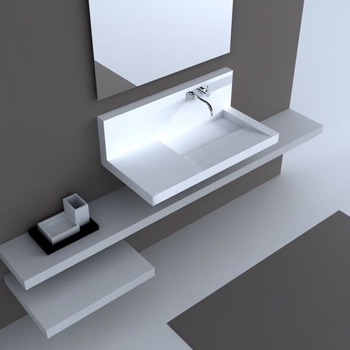 Wall-mounted washbasin - PAMPLONA - Rapsel International Srl - Corian® / with adjustable mirror / rectangular
