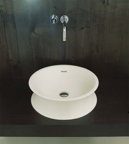 Countertop washbasin - YO-YO - Rapsel International Srl - stone / with adjustable mirror / round