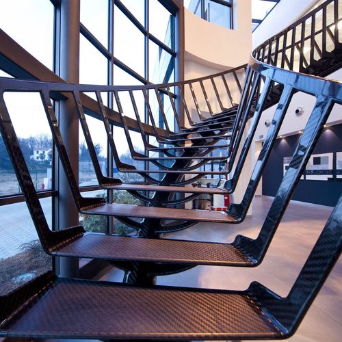 Helical staircase - CARBON - Siller Stairs - commercial / original design / central stringer
