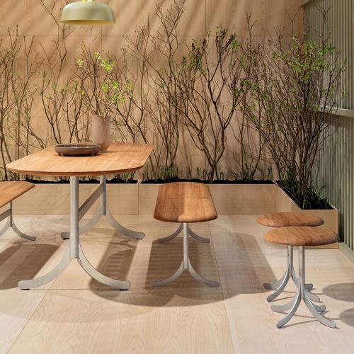 Contemporary bench - ATLAS - Swedese Möbler - oak / galvanised steel / for restaurant