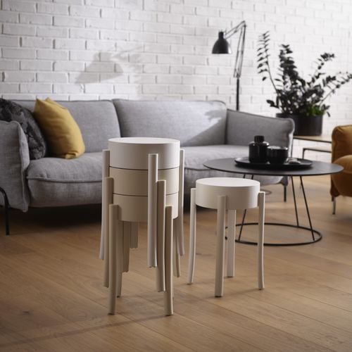 Scandinavian design stool - AVAVICK - Swedese Möbler - beech / stackable / white