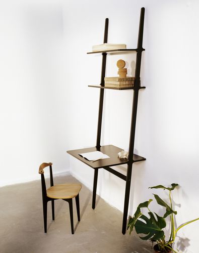 Wall-mounted desk - LIBRI - Swedese Möbler - original design / wooden / with shelf