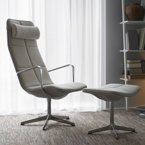 Contemporary armchair - KITE - Swedese Möbler - leather / fabric / aluminum
