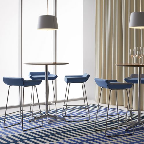 Contemporary bar stool - HAPPY - Swedese Möbler - leather / chrome steel base / upholstered