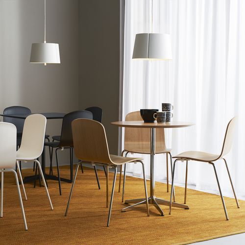 Contemporary bistro table - RONDO - Swedese Möbler - laminate / oak / marble