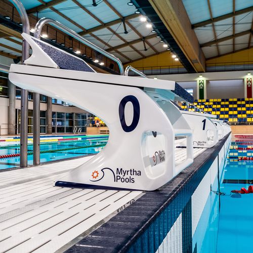 Public pool starting blocks - Track Start Racing - Myrtha Pools - fiberglass