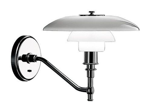 Contemporary wall light - PH 3/2 - Louis Poulsen - indoor / glass / brass