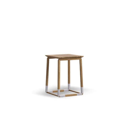 Contemporary side table - CYCLE - Atmosphera - teak / steel base / teak base